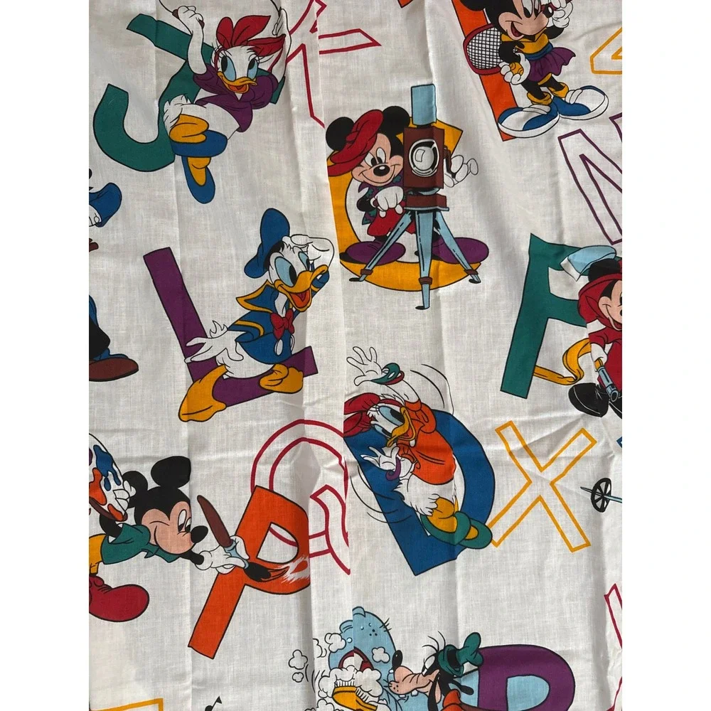Vintage Disney Mickey Mouse Alphabet Crib Sheet Dundee Made in USA ABC Print